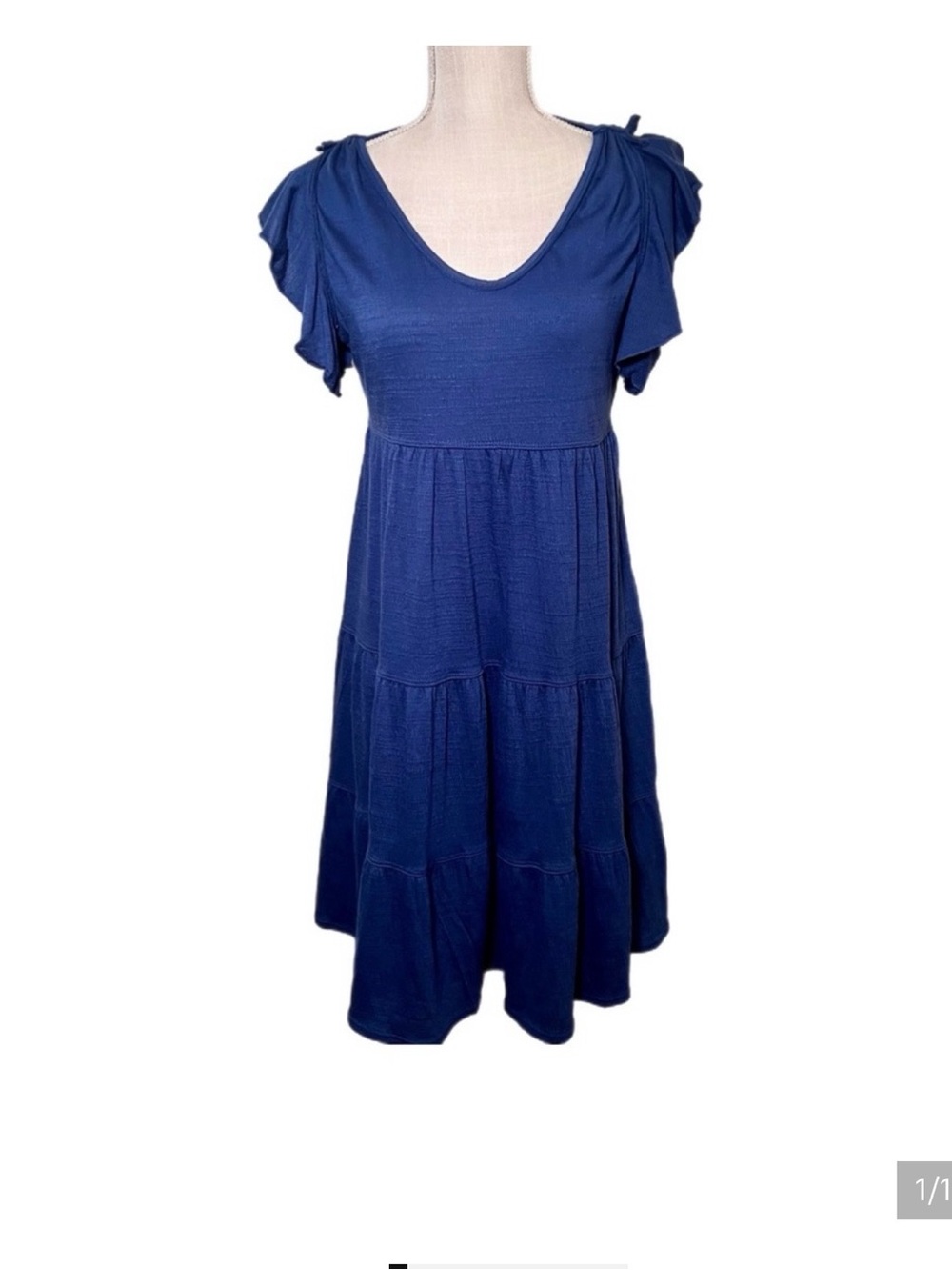Max Studio Sleeve Scoop Neck Blue Casual Dress